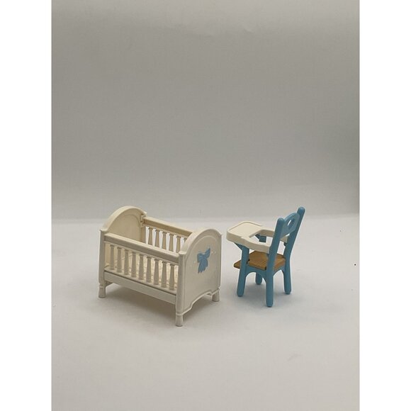 Fisher Price Loving Family Crib & High Chair Blue Nursery Set - Picture 4 of 4